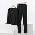 thumbnail image 2 of Conjunto de Ropa Interior Larga de Mujer con Cuello en V Lencería de Manga Larga Conjunto de Ropa de Dormir, Pijamas Cómodos Y Suaves para Relajación Casual en el Hogar, 2 of 5