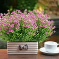thumbnail image 6 of ZOELNIC 8 Bundles Outdoor Artificial Flowers UV Resistant Fake Boxwood Plants Faux Plastic Greenery for Indoor Outside Plants Garden Home Decor, Fuchsia, 6 of 9