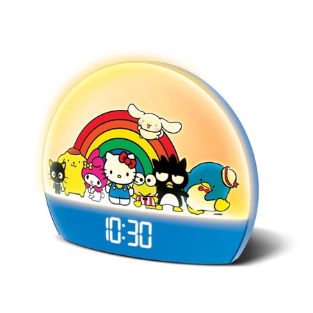 Hello Kitty and Friends Sunrise Alarm Clock - Multicolor Lights, USB Charging, LED Display, and Snooze Function