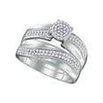 thumbnail image 3 of Diamond Princess 10kt White Gold His Hers Round Diamond Cluster Matching Wedding Set 1/2 Cttw, 3 of 3