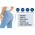 thumbnail image 6 of Red Fox Women & Junior Blue High Waist Skinny Jeans Super Stretch Denim Comfort with 5 Pockets, 6 of 7