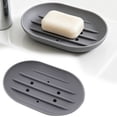 thumbnail image 2 of ZOURIH 2PCS Soap Dish, Bathroom Soap Dishes Soap Holder Soap Tray with Holes to Drain Water- Oval Shape Soap Dish for Shower Bathroom Kitchen Counter top, Keep Soap Dry - Flexible Silicone,Grey, 2 of 4