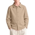 thumbnail image 2 of YOUYEDIAN Boys Long Sleeve Dress Shirts Girls Classic Button Down Collared Shirt Casual Versatile Tops, 2 of 4