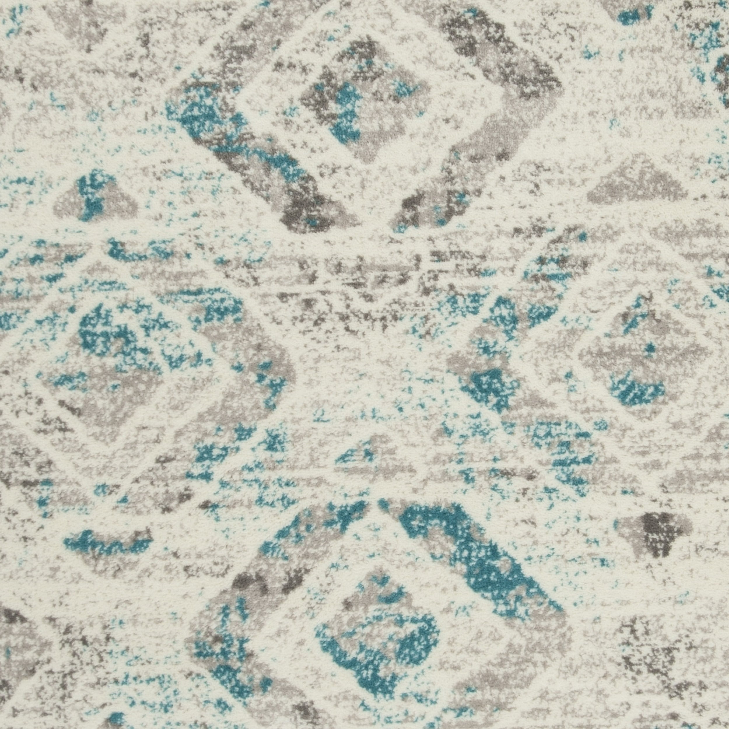 SAFAVIEH Skyler Salim Geometric Area Rug, Ivory/Blue, 6'7" x 6'7" Round