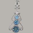 thumbnail image 5 of LBG 10k White Gold Natural Blue Topaz & Cubic Zirconia Womens Bohemian Pendant & Chain - Chain length 18, 5 of 5