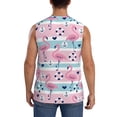 thumbnail image 4 of Goofa Pink Striped Flamingo Printed Men's Sleeveless T-Shirt - Athletic Gym Workout Tank Top for Men - Moisture-Wicking, UPF 30+ Quick-Dry Muscle Tee-, 4 of 8