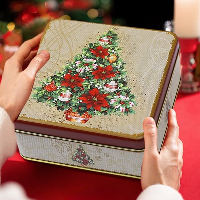 Organizadores y almacenamiento de armarios, organización y almacenamiento, contenedores de almacenamiento, cajas de regalo navideñas de hojalata para dulces, galletas, organizador de almacenamiento de