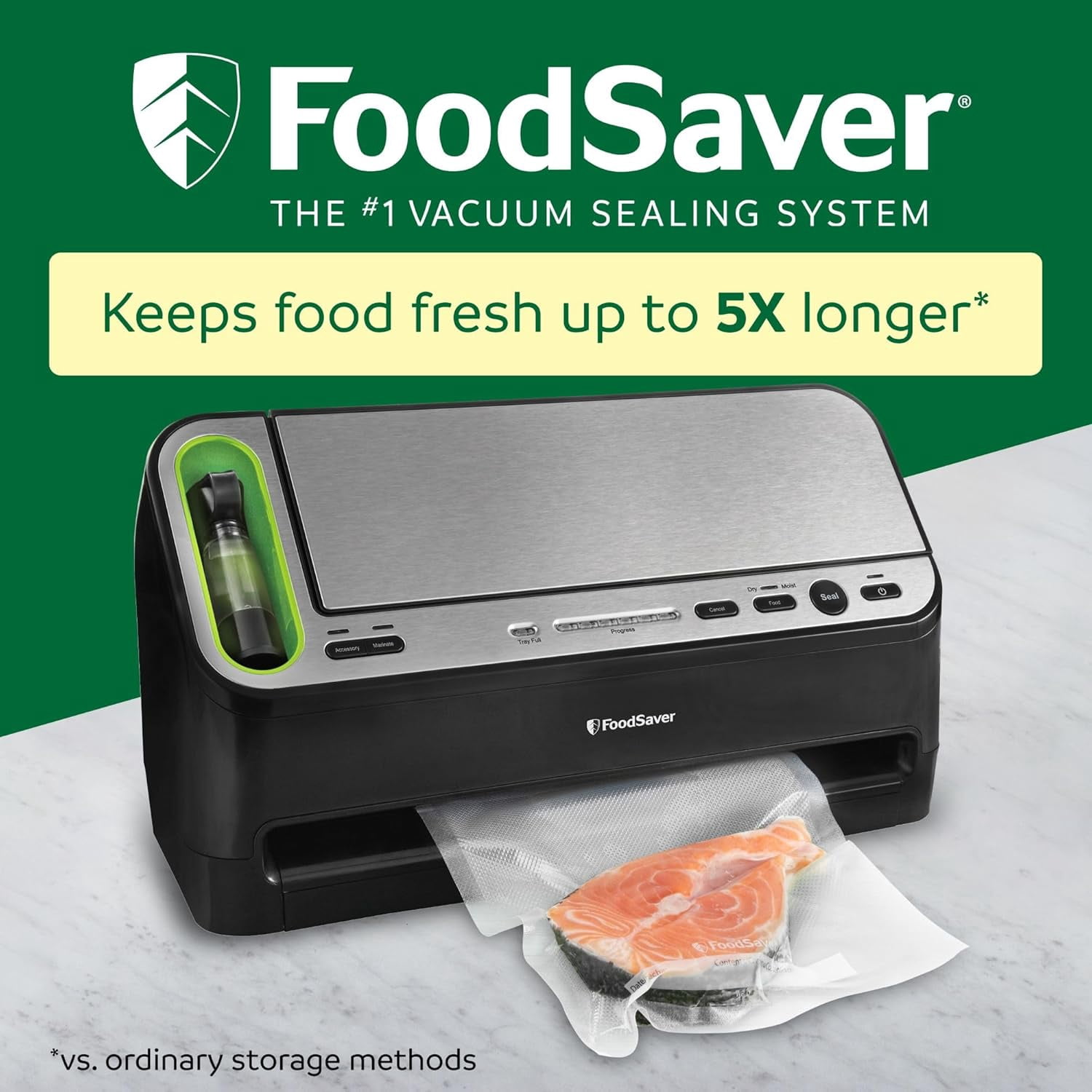 2-in-1 Automatic Vacuum Sealer Machine, Smart Bag & Moisture Detection with Starter Kit