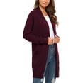 thumbnail image 6 of MLANM Essential Solid Open Front Long Knited Cardigan Sweater for Women, S Wine, 6 of 8