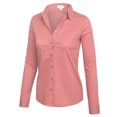 thumbnail image 2 of KOGMO Womens Classic Solid Long Sleeve Button Down Blouse Dress Shirt, 2 of 6