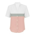 thumbnail image 4 of frariair Women's Breathable Linen Blend Short Sleeve Shirt For Casual Office & Spring Outings Pink, 4 of 5
