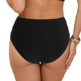 thumbnail image 5 of Xudanell Women's High Wasited Cheeky Bikini Bottom Shirred Tummy Control Swimsuit Full Coverage SexySwim Bottom (Black,L), 5 of 9