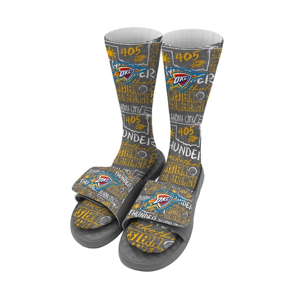Unisex ISlide Oklahoma City Thunder Chalk Socks & Slide Sandals Bundle