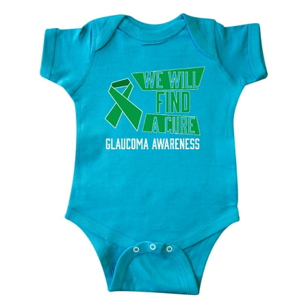 

Inktastic We Will Find a Cure Glaucoma Awareness Green Ribbon Gift Baby Boy or Baby Girl Bodysuit