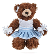 Soft Plush Stuffed Brandon Chocolate Teddy Bear with Cheerleader Outfit- baby blue New