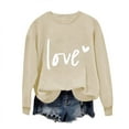 thumbnail image 1 of Penkiiy Día de San Valentín Sudadera para Mujer Lindo Amor Camisetas Corazón Casual de manga larga Camiseta de San Valentín Ropa Tops M Khaki, 1 of 4