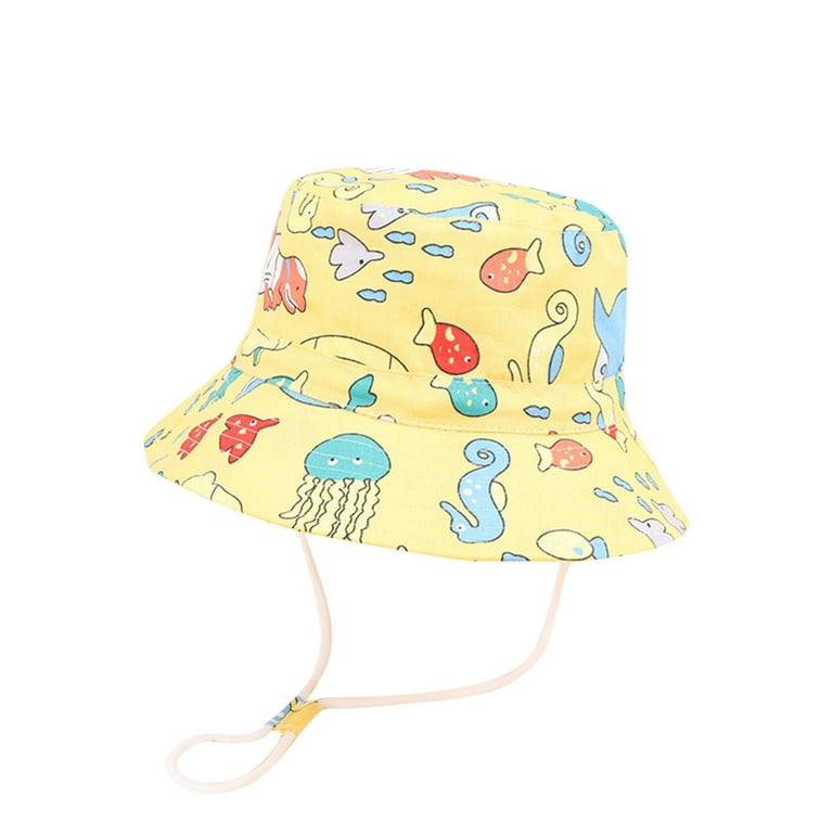 2DXuixsh Boys Knit Hat Sun Adjustable Cartoon Bucket Strap Spring