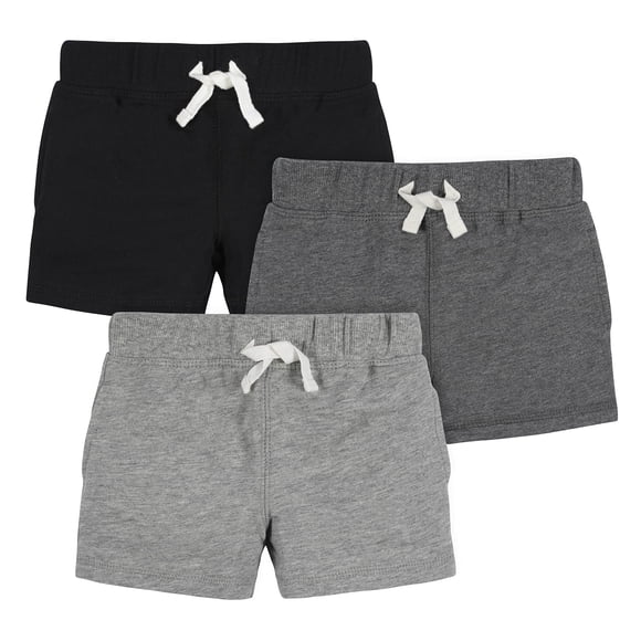 Shorts Gerber para niño pequeño, 3 unidades, de punto, para poner, gris y negro, talla 3T