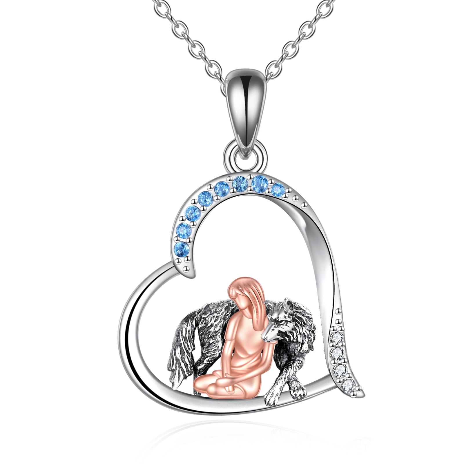 Wolf Necklace Girl Pendant Necklace 925 