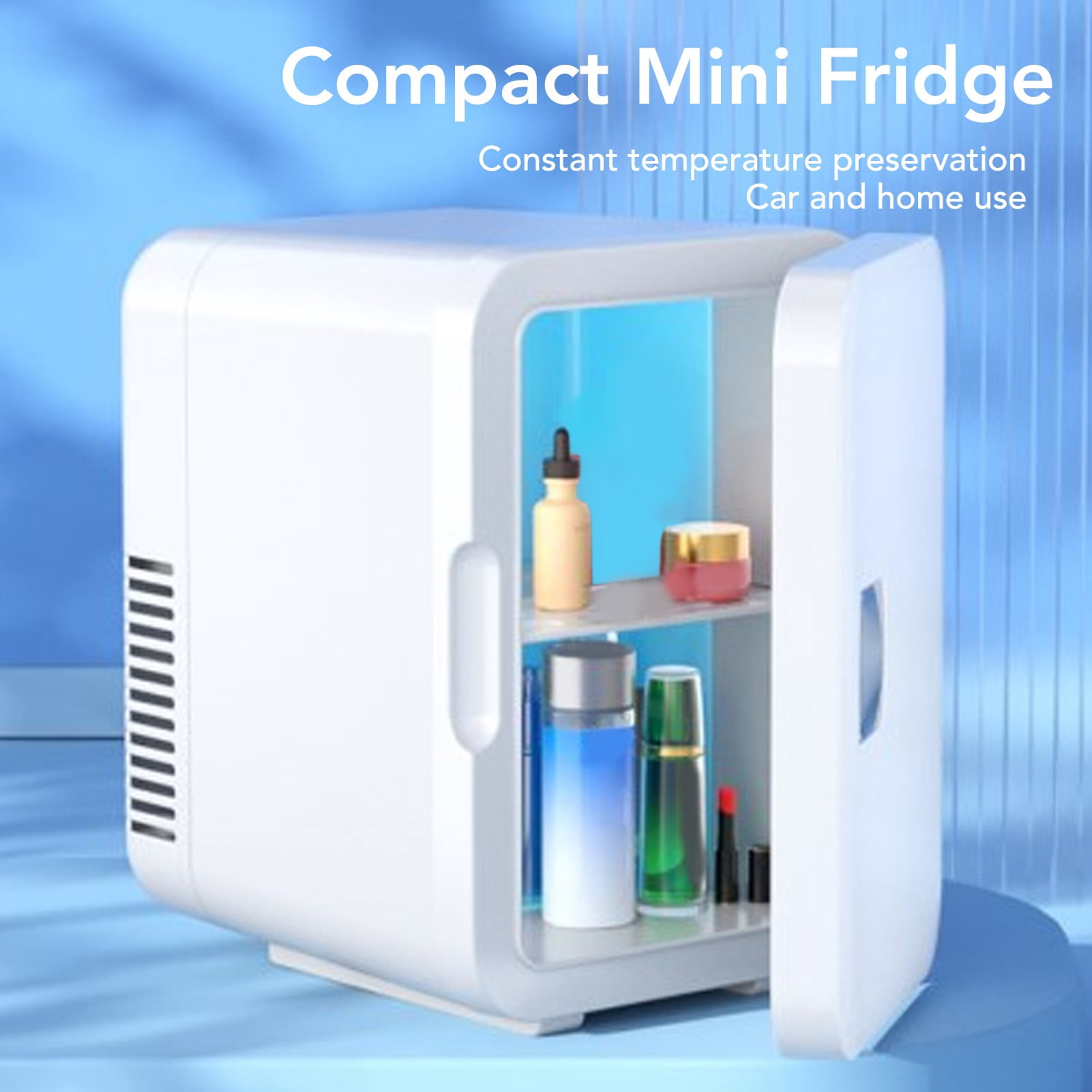 Rupoun 6L Mini Fridge Portable Cooler and Warmer, Compact Skincare Refrigerator for Makeup, Medications, Home, Office and Car (13 x 11.8 x 9.4 inches / 33 x 30 x 24 cm), White