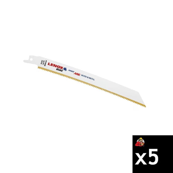 Lenox Gold 8 in. Bi-Metal Reciprocating Saw Blade 10 TPI 5 pk