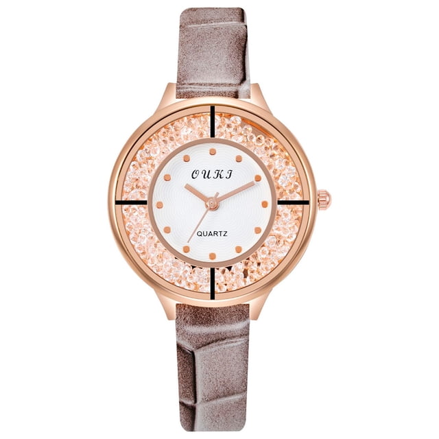 Reloj de cuarzo para mujer, relojes para mujer, moda para mujer, cristal dorado, cuero, analógico, reloj de pulsera de cuarzo, el reloj