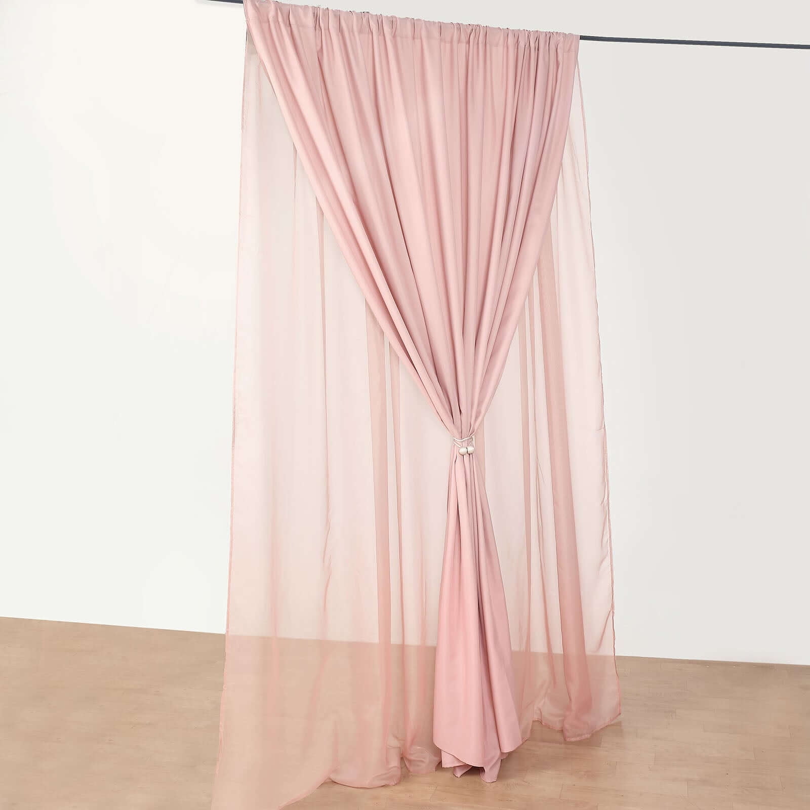 Efavormart 10ftx10ft Dusty Rose Dual Layered Polyester Sheer Chiffon Backdrop Curtains With Rod Pockets