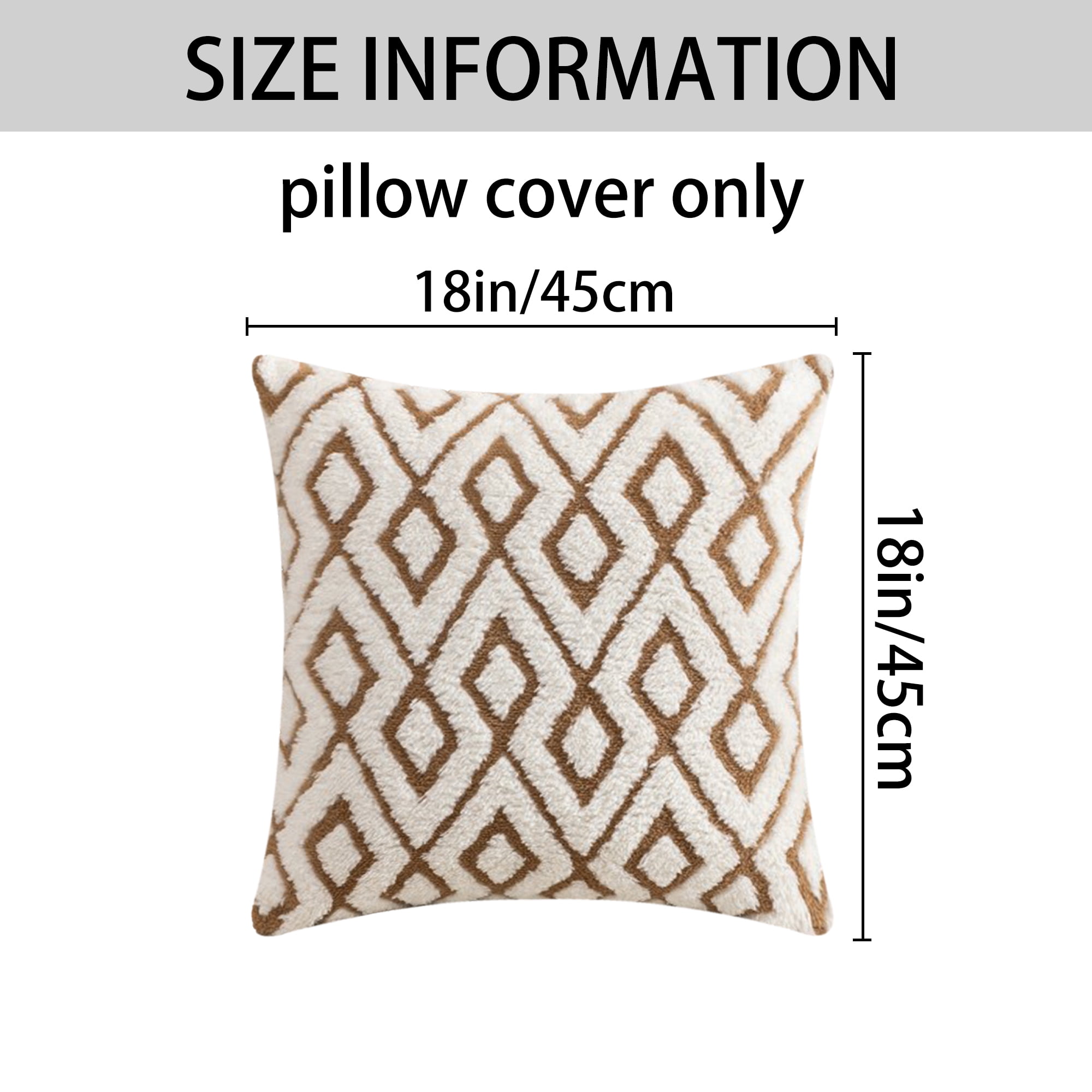 Unique Bargains Soft Snowflake Fleece Throw Pillow Cover Brown 18" x 18"