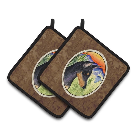 Carolines Treasures Manchester Terrier Pair of Pot Holders 7.5HX7.5W multicolor