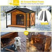 Aivituvin Insulated Dog House with Insulated Liner, Anti-Chewing Iron Frame 41.4 Large Outdoor Dog Kennel for Winter, Weatherproof