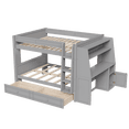 thumbnail image 6 of Harper & Bright Designs Full Size Bunk Bed with Desk and Storage, Space-Saving Wooden Bunk Bed with Bookshelves & 3 Drawers, Gray, 6 of 10
