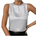 thumbnail image 2 of Aobny Tank Tops Womens Fall Shirts High Neck Sparkly Sleeveless White Tops Tube Blouses for Women Business Casual,XXL, 2 of 9