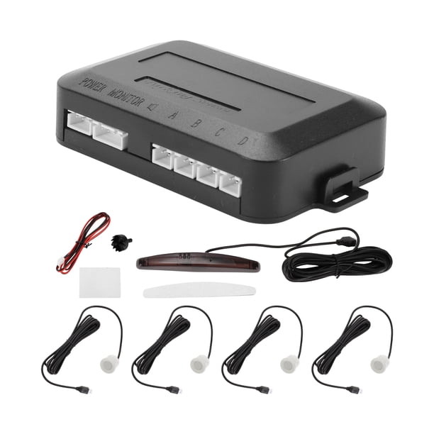 Sistema de radar de reversa para automóvil, sensores de estacionamiento con pantalla LED de distancia, detección de distancia, 4 sensores de estacionamiento, color blanco