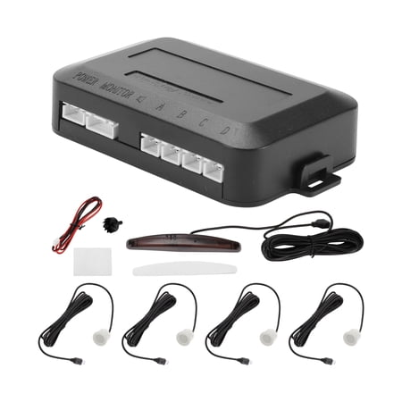 Unique Bargains Car Auto Vehicle Reverse Backup Radar System LED Distance Display Reverse Parking Sensors Distance Detection 4 Parking Sensors White