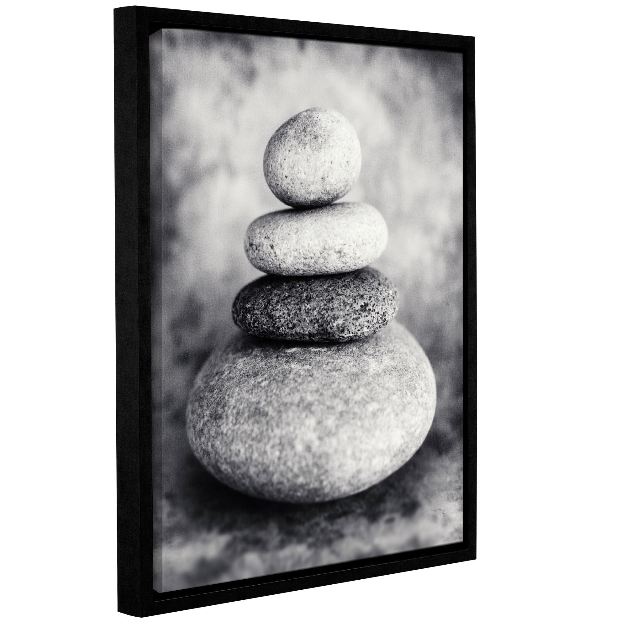 ArtWall Elena Ray "Black And White Sea Stones" Gallery-wrapped Floater-framed Canvas