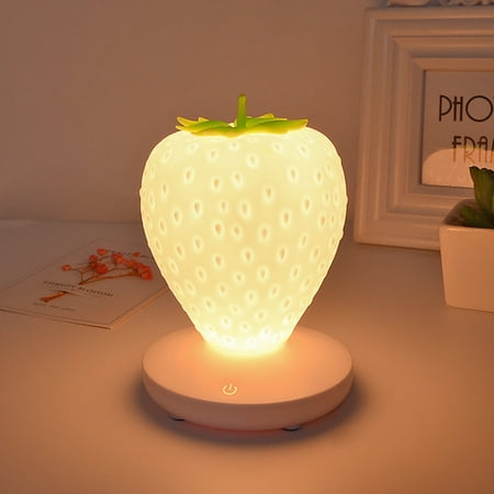 

AURIGATE Strawberry Night Light Decor- LED Cute Silicone Strawberry Lamp - USB Rechargeable - 3 Modes Touch Bedside Color Changing Lamp for Valentine s Day Anniversary Wedding Birthday