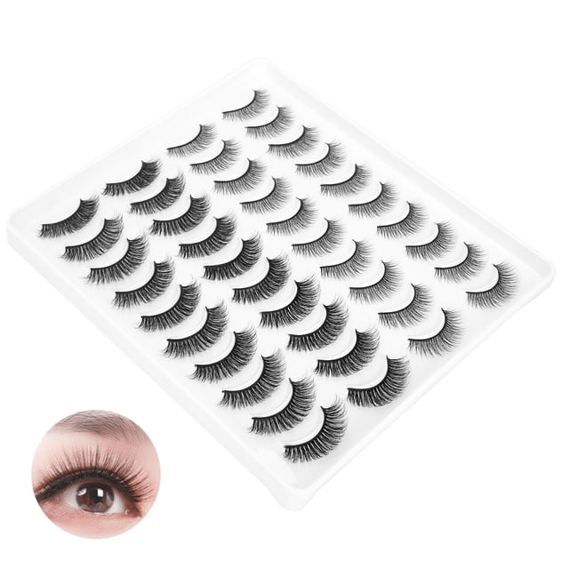 Pestañas Postizas 20 Pares de Maquillaje Pestañas Largas y Gruesas Juego de Pestañas Rizadas Densas Diarias Extensiones de Pestas Mixtas Volumen de Pestañas Racimos