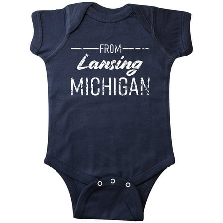 

Inktastic From Lansing Michigan in White Distressed Text Gift Baby Boy or Baby Girl Bodysuit