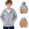thumbnail image 3 of DJDLJWCJ Boys Heated Hood Jacket USB Charging Heated Jacket Casual Printed Winter Warm Coat Gray Size 13, 3 of 9