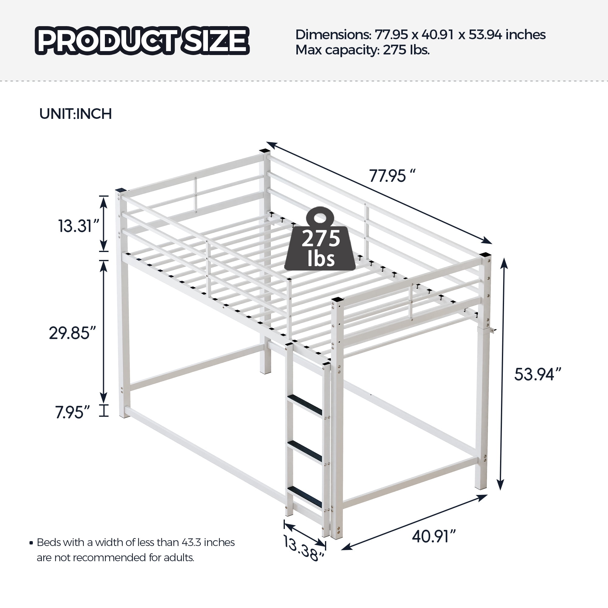 Mintazer Modern Twin Over Twin Metal Bunk Bed with Ladder and Guardrails for Bedroom Guest Room, Black