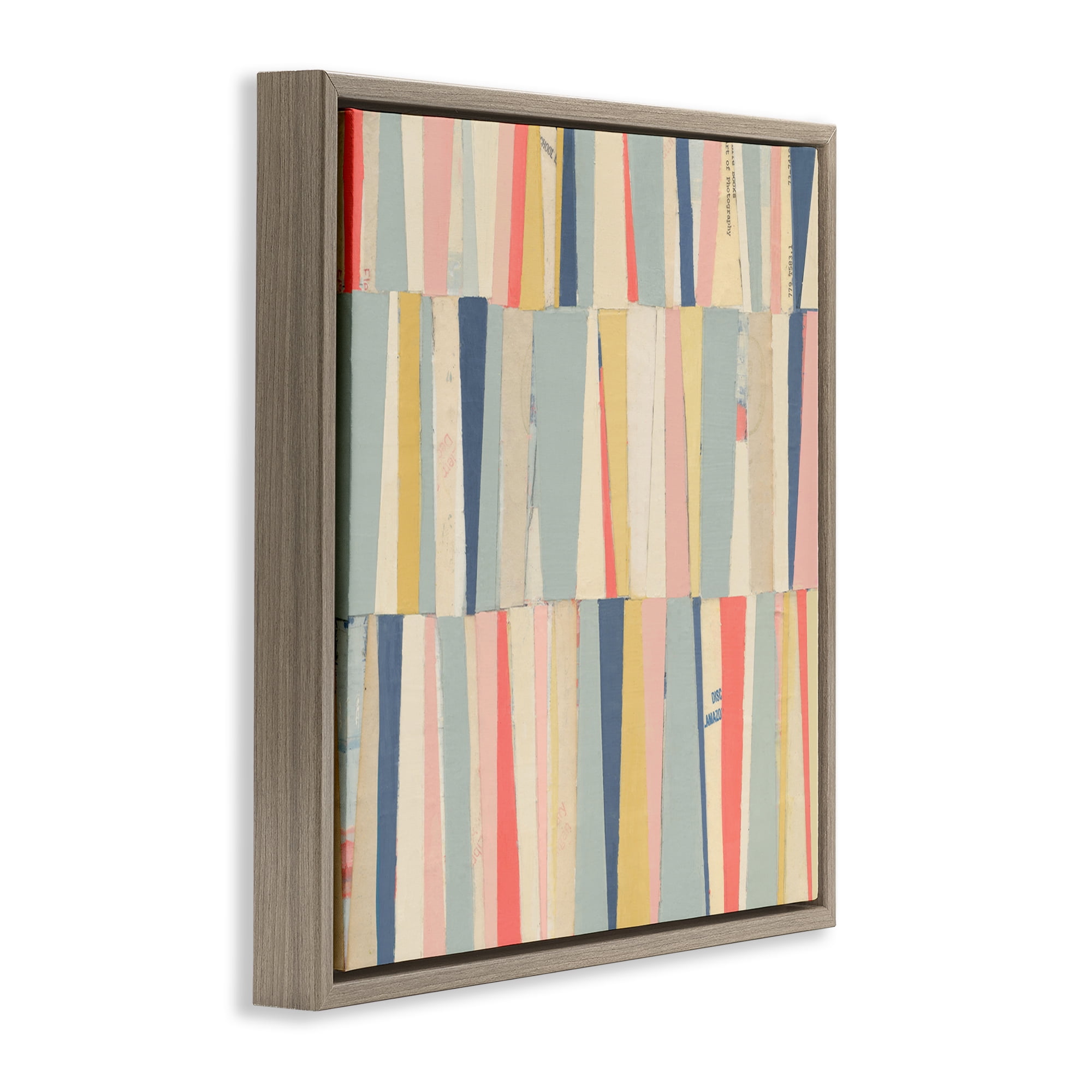 Stupell Industries Pastel Shapes Collage Abstract Painting Brown Floater Framed Canvas Art Print Wall Art, 18 x 18