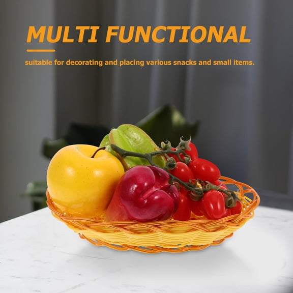 OUNONA Khaki Woven Fruit Basket with Creative Handcraft Design for Kitchen Table and Living Room