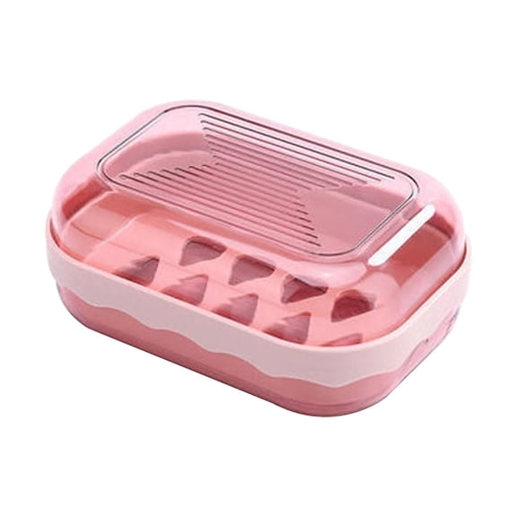 Leakproof Soap Holder,Soap Container for Traveling,Soap Case with Lid and Draining Layer,Portable Soap Container,Bar Soap Containers,Soap Dish for Home, Camping, Travel,Bathroom,(Pink)