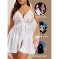 thumbnail image 5 of LapaPlus Plus Size Lingerie Sets for Womens XL-5XL Lace Sheer Slit Hem Babydoll Chemise Nightdress with Panty, 5 of 5