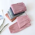 thumbnail image 2 of Pantalones holgados de algodón de verano para hombres y mujeres, pantalones de pijama de crepé de algodón, pantalones holgados antimosquitos para parejas, pantalones con aire acondicionado, 2 of 4