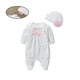 thumbnail image 3 of Ropa de manga larga, sombrero, trajes, ropa de escalada, mono informal para bebé recién nacido (blanco, 59 cm), 3 of 7