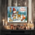 thumbnail image 3 of P&L Art Merry Christmas Snowman & Forest Animals Canvas Wall Art, Watercolor Holiday Decor with Deer, Fox, Bunny, Framed Canvas Print, 3 of 8