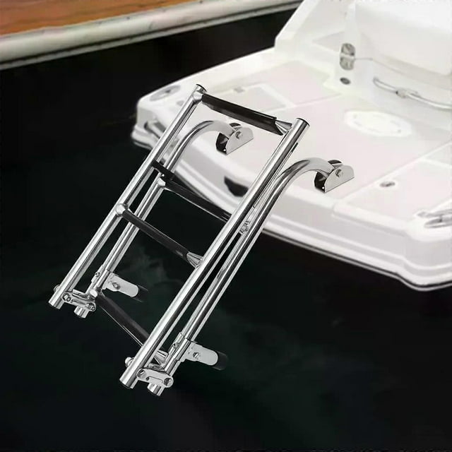 Folding Step Ladder 2+2 Portable Deck Ladder Marine Drop Ladder Max Load 300lbs Folding Ladder for Yacht Boat Accessories