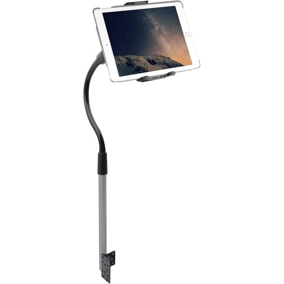 Macally Car Seat Rail Mount - Super Secure Tablet Mount for Car and Floor Mount Phone Holder - Adjustable Gooseneck iPad Mount for Truck and Any Vehicle - Works with All iPad, iPhone, Tablets
