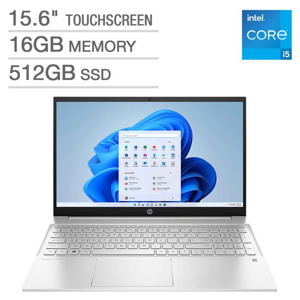HP Pavilion 15.6" Touchscreen Laptop, Gen Core i5-1235U, 16GB RAM, 512GB SSD, 11 Home, Silver - Walmart.com